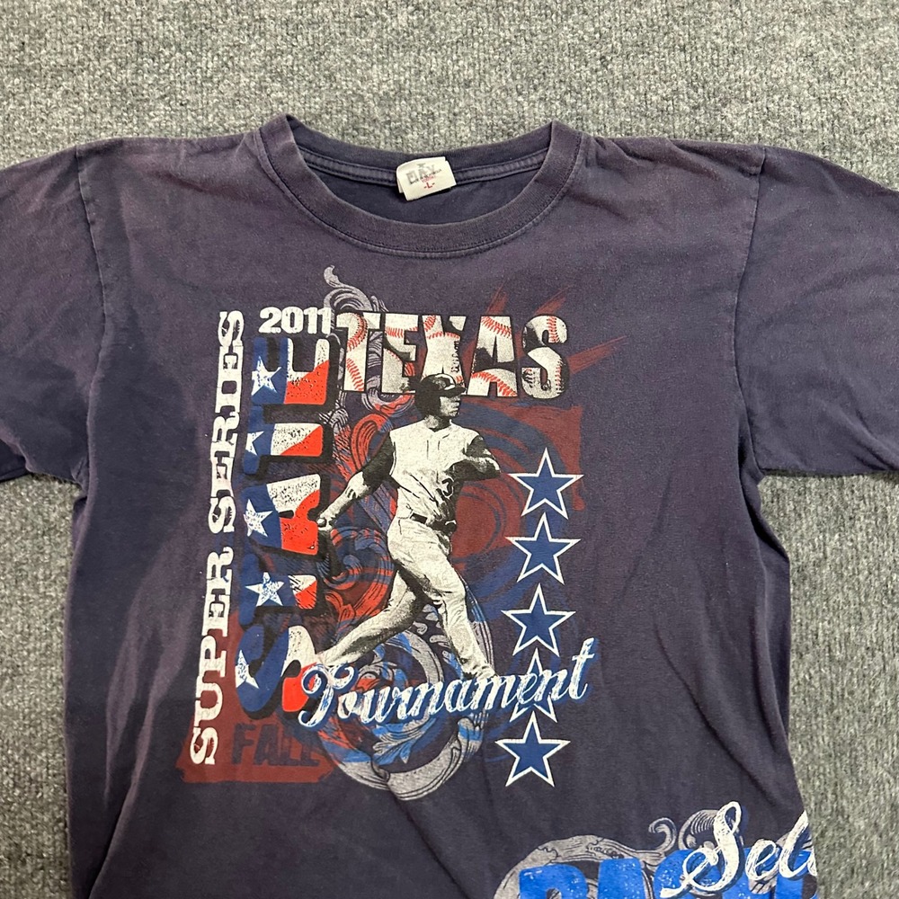 Anvil T-Shirt Youth Large Blue 2011 Texas Super Series Baseball Graphic Tee